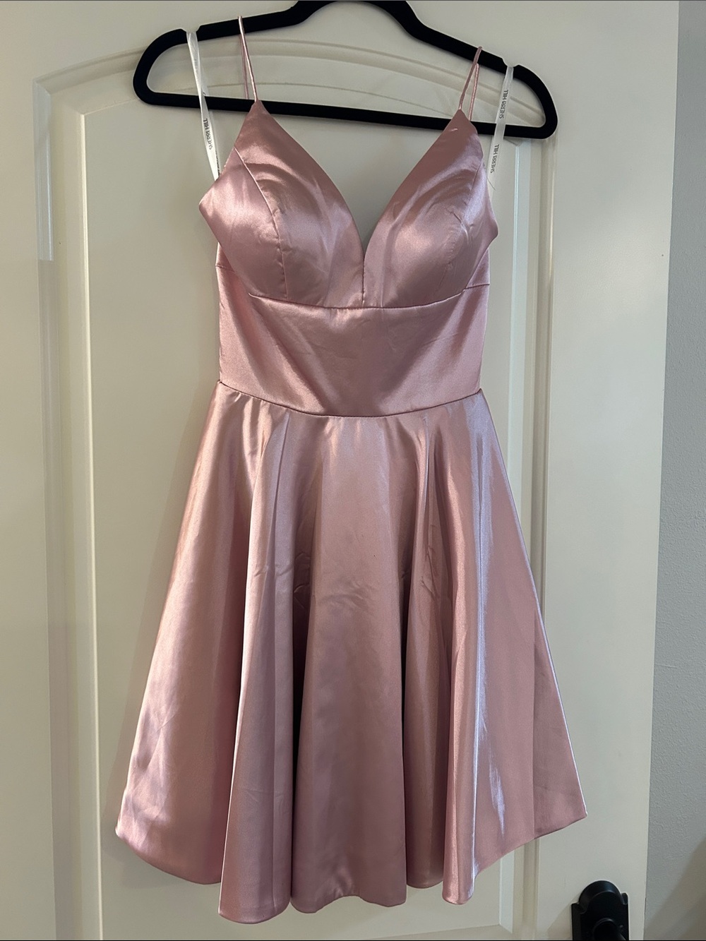 Sherri Hill Blush Pink Satin A-Line Prom Dress